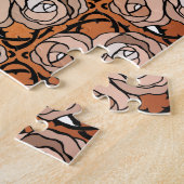 Zwarte en gouden rozen bloemmotief uit het verlede legpuzzel (Zijkant)