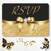Zwarte en gouden RSVP-kaarten, , Jouw tekst RSVP Kaartje