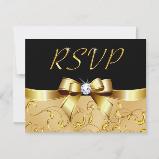  zwarte en gouden RSVP-kaarten Jouw tekst RSVP Kaartje (Voorkant)
