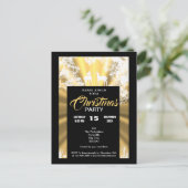 Zwarte en gouden rustieke kerstuitnodiging briefkaart (Staand voorkant)