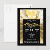 Zwarte en gouden rustieke kerstuitnodiging briefkaart (Voorkant / Achterkant)