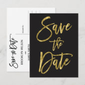 Zwarte en gouden 'Save The Date' ansichtkaarten Aankondigingskaart (Voorkant / Achterkant)
