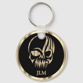 Zwarte en Gouden Schedel Sleutelhanger (Voorkant)