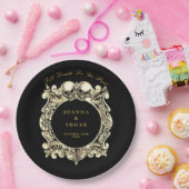 Zwarte en gouden schedels Gotische bruiloft Papieren Bordje (Feest)