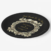 Zwarte en gouden schedels Gotische bruiloft Papieren Bordje (Gekanteld)