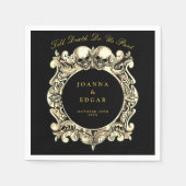 Zwarte en gouden schedels Gotische bruiloft Servet (Voorkant)