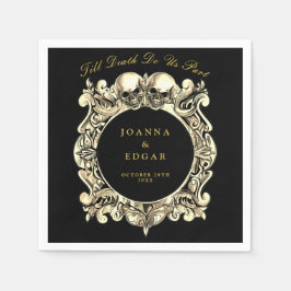Zwarte en gouden schedels Gotische bruiloft Servet