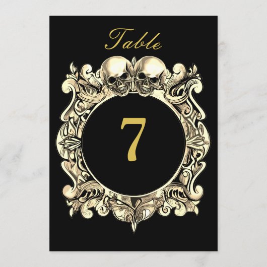 Zwarte en gouden schedels Gotische Trouwtafel Numm (Achterkant)