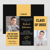 Zwarte en gouden schoolkleuren Foto's Afstuderen Kaart (Voorkant / Achterkant)