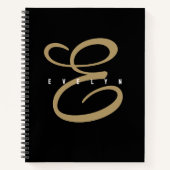 Zwarte en gouden schrift monogram notebook notitieboek (Voorkant)