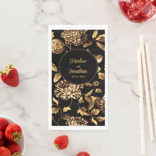 Zwarte en gouden  sinaasappelwijn servet (Insitu)