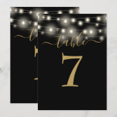 Zwarte En Gouden Slingerlichten Tafelnummer (Voorkant / Achterkant)