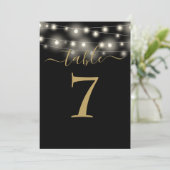 Zwarte En Gouden Slingerlichten Tafelnummer (Staand voorkant)