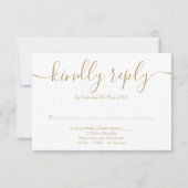 Zwarte En Gouden Slingerlichtjes Bloemige Bruiloft RSVP Kaartje (Voorkant)