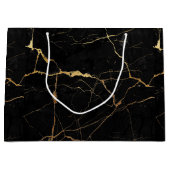 Zwarte en gouden smelttextuur groot cadeauzakje (Voorkant)
