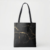 Zwarte en gouden smelttextuur tote bag (Voorkant)