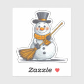 Zwarte en gouden sneeuwman sticker (Vel)