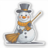 Zwarte en gouden sneeuwman sticker (Voorkant)