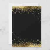 Zwarte en gouden sneeuwvlokken bruiloft kaart (Achterkant)