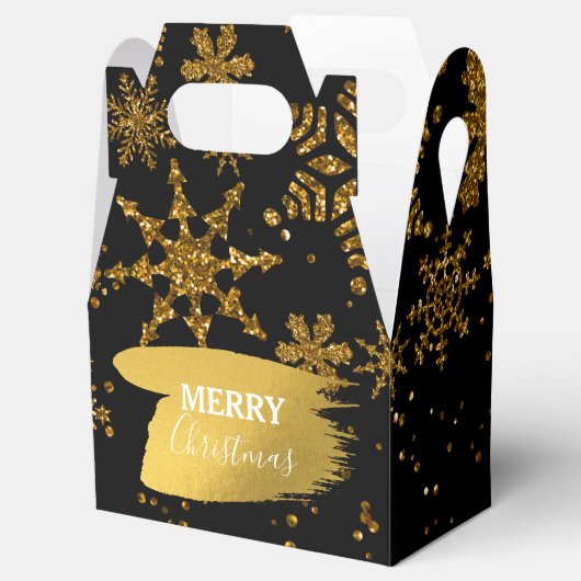 Zwarte en gouden snowflakes Stars Merry Kerstmis Bedankdoosjes (Geopend)