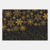 Zwarte en gouden snowflakes Stars Merry Kerstmis Inpakpapier Vel (Voorkant)