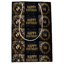 Zwarte en Gouden Sparkle Ballon Happy Birthday Medium Cadeauzakje