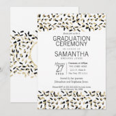 Zwarte en gouden spetters afstudeerceremonie uitno kaart (Voorkant / Achterkant)