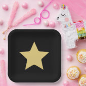 Zwarte en gouden ster papieren bordje (Feest)