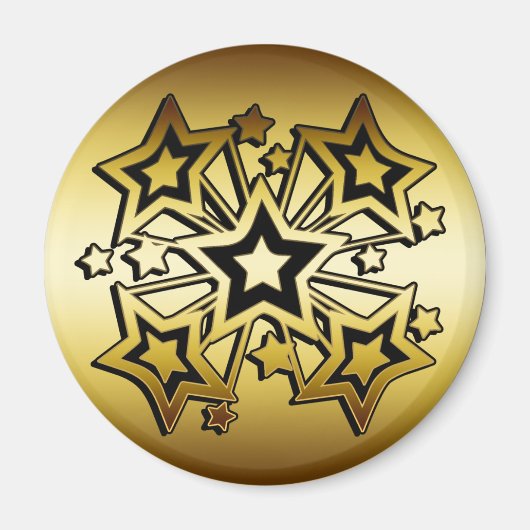 ZWARTE EN GOUDEN STERREN MAGNEET (Voorkant)