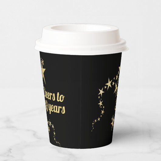 Zwarte en gouden sterren tot 30 jaar 's avonds papieren bekers (Rechts)