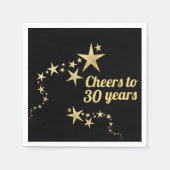 Zwarte en gouden sterren tot 30 jaar 's avonds servet (Voorkant)