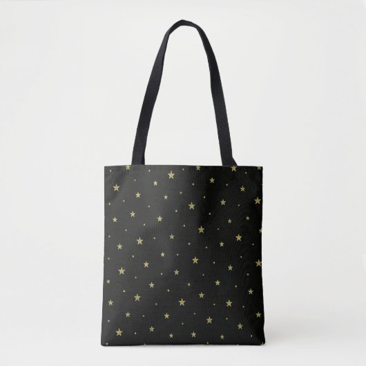 Zwarte en gouden sterren tote bag (Voorkant)
