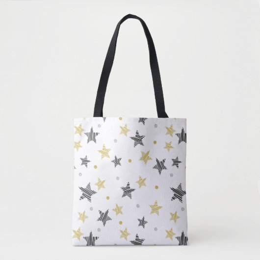 Zwarte en gouden sterren tote bag (Voorkant)