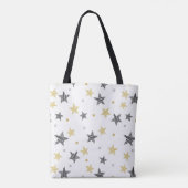 Zwarte en gouden sterren tote bag (Achterkant)