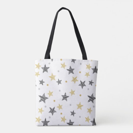 Zwarte en gouden sterren tote bag (Achterkant)
