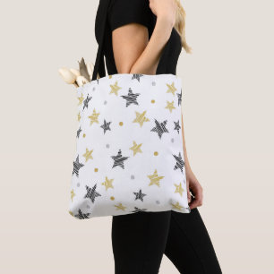 Zwarte en gouden sterren tote bag
