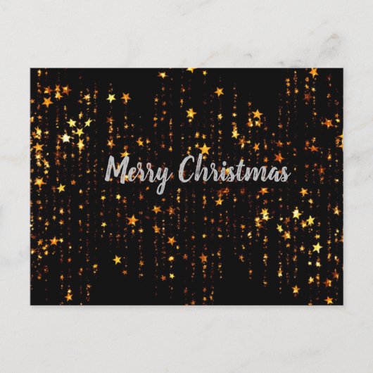 Zwarte en gouden sterren vrolijk kerstfeest briefkaart (Voorkant)
