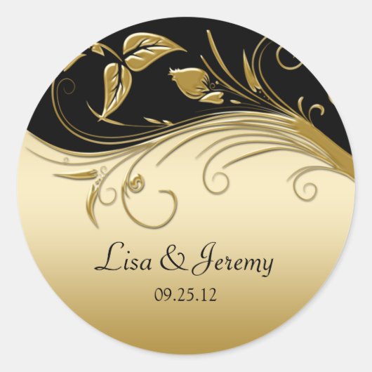 Zwarte en gouden sticker voor 'Save The Date' in v (Voorkant)
