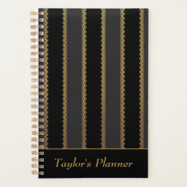 Zwarte en Gouden Streep Gepersonaliseerde Planner