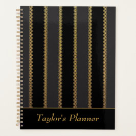 Zwarte en Gouden Streep Gepersonaliseerde Planner