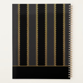 Zwarte en Gouden Streep Gepersonaliseerde Planner (Achterkant)