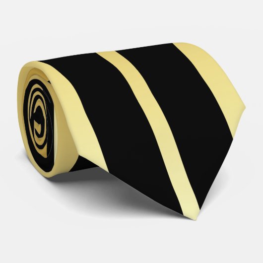Zwarte en gouden streep stropdas (Opgerold)