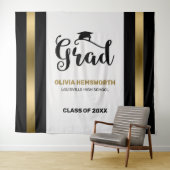 Zwarte En Gouden Strepen Afgestudeerde Wandkleed (In Situ (horizontaal))