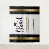 Zwarte En Gouden Strepen Afgestudeerde Wandkleed (Voorkant)