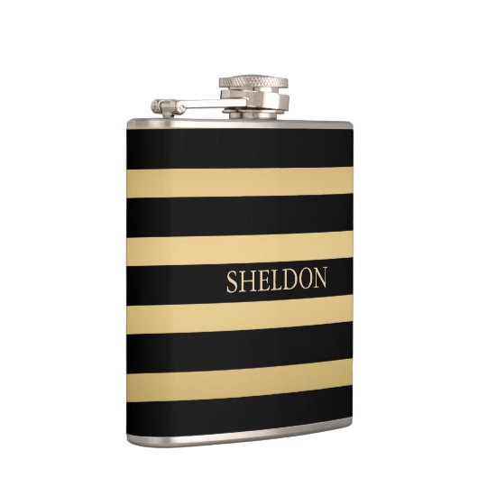 Zwarte en gouden strepen heupfles (Rechts)