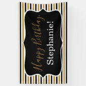 Zwarte en gouden strepen met een witte feestdag spandoek (Verticaal)