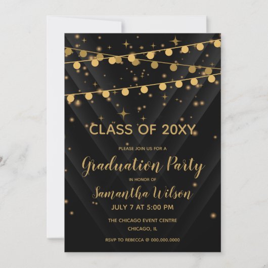 Zwarte en gouden tekenreeksrechten kaart (Voorkant)