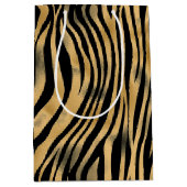 Zwarte en gouden tijgerstreep medium cadeauzakje (Voorkant)