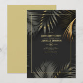 Zwarte en gouden tropische bachelorette kaart (Voorkant / Achterkant)