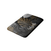 Zwarte en gouden tropische bladeren badmat (Gekanteld)